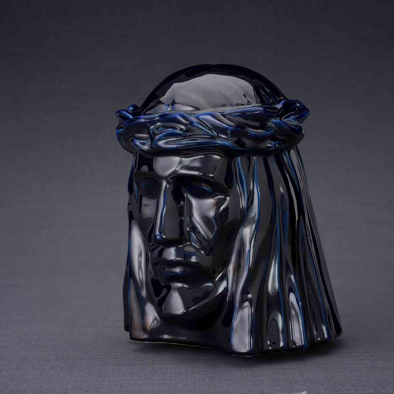 The Christ Adult Cremation Urn for Ashes in Metallic Blue