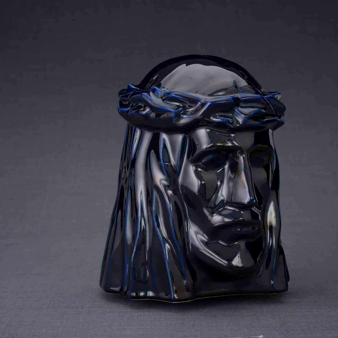 The Christ Adult Cremation Urn for Ashes in Metallic Blue