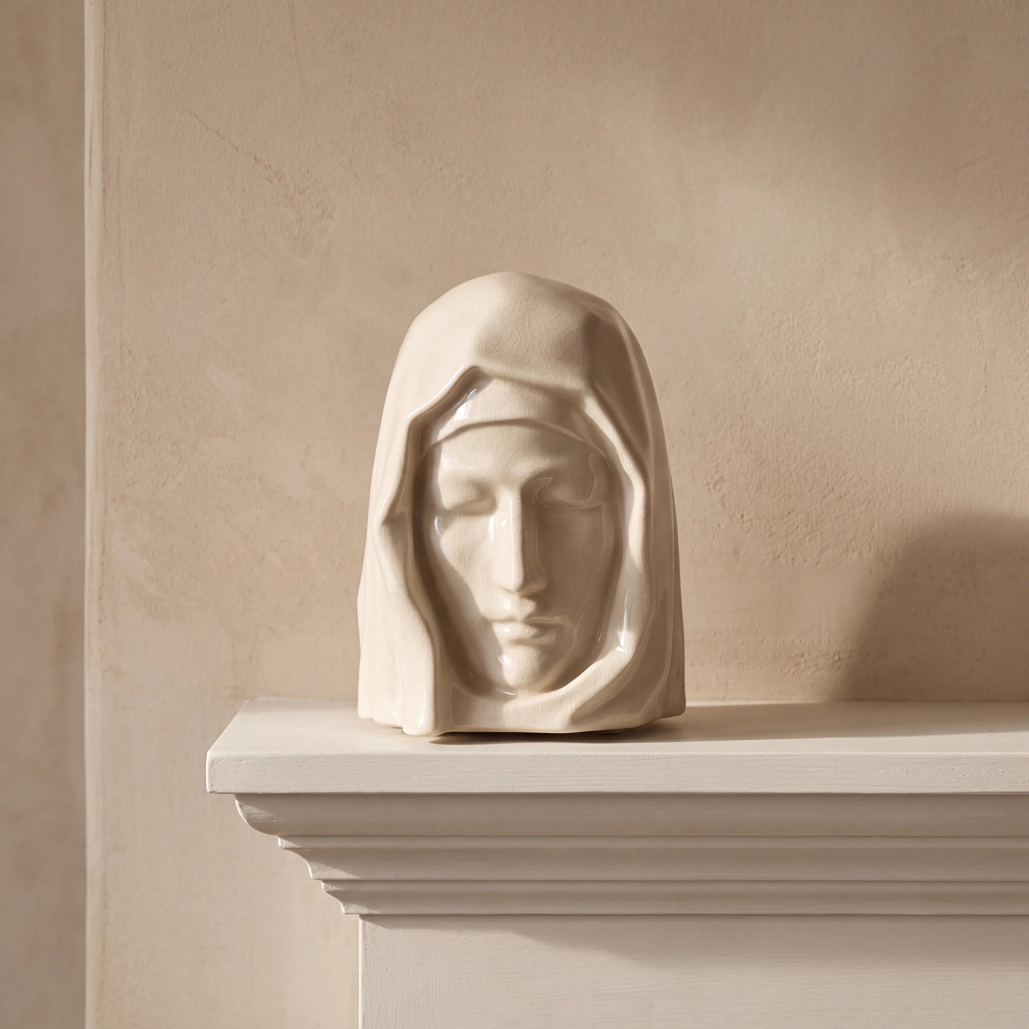 The Holy Mother Adult Cremation Urn for Ashes in Crackle Glaze