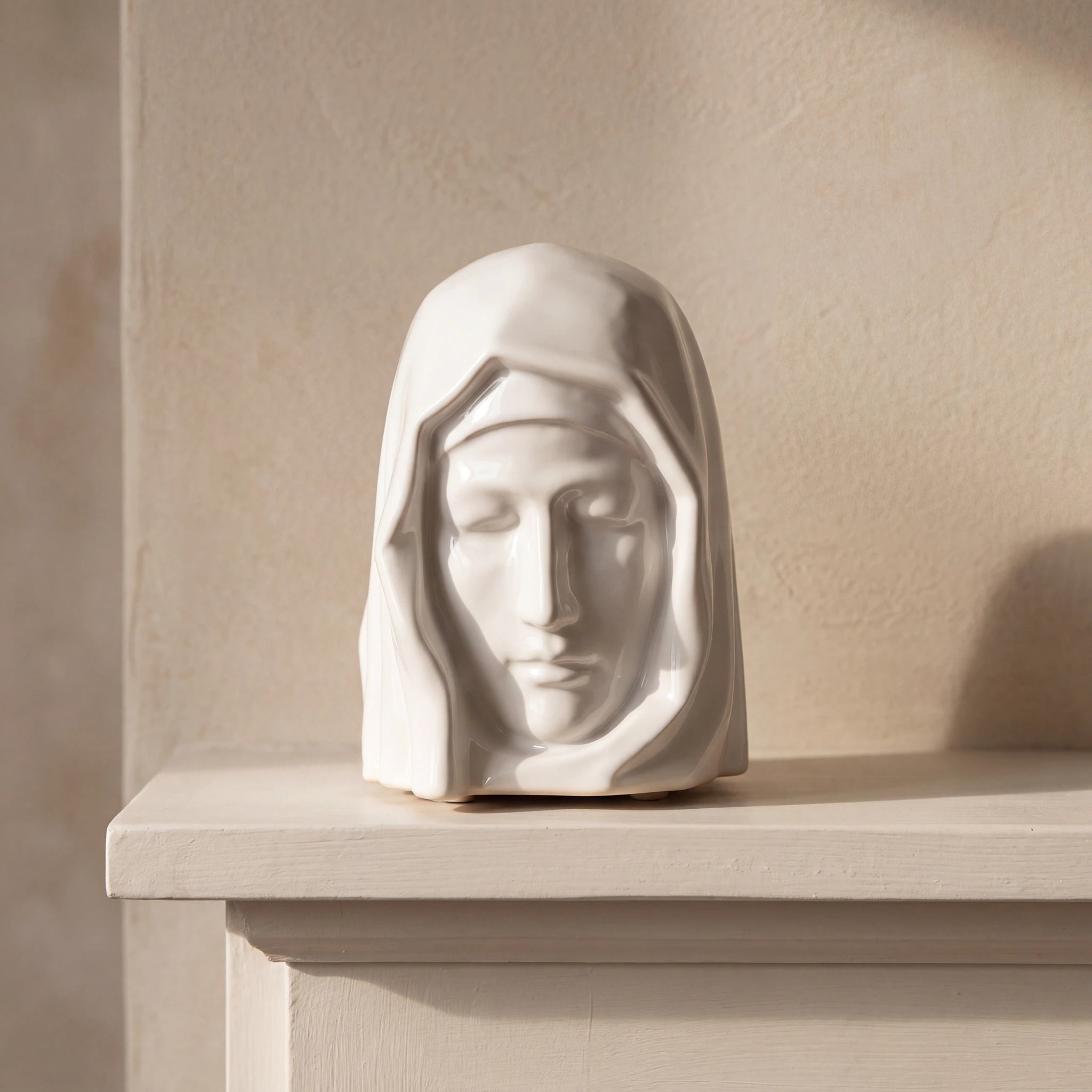 The Holy Mother Adult Cremation Urn for Ashes in Matte White