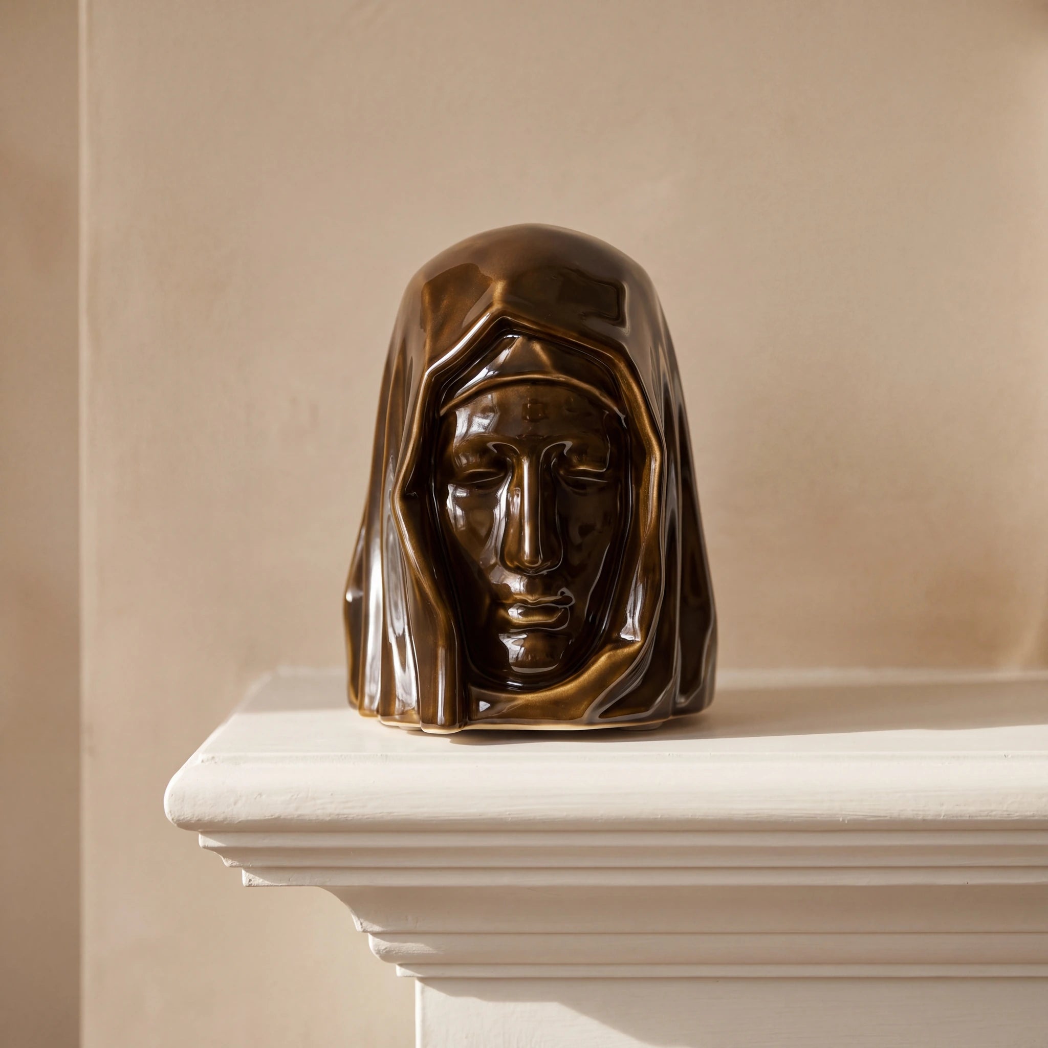 The Holy Mother Adult Cremation Urn for Ashes in Oily Brown