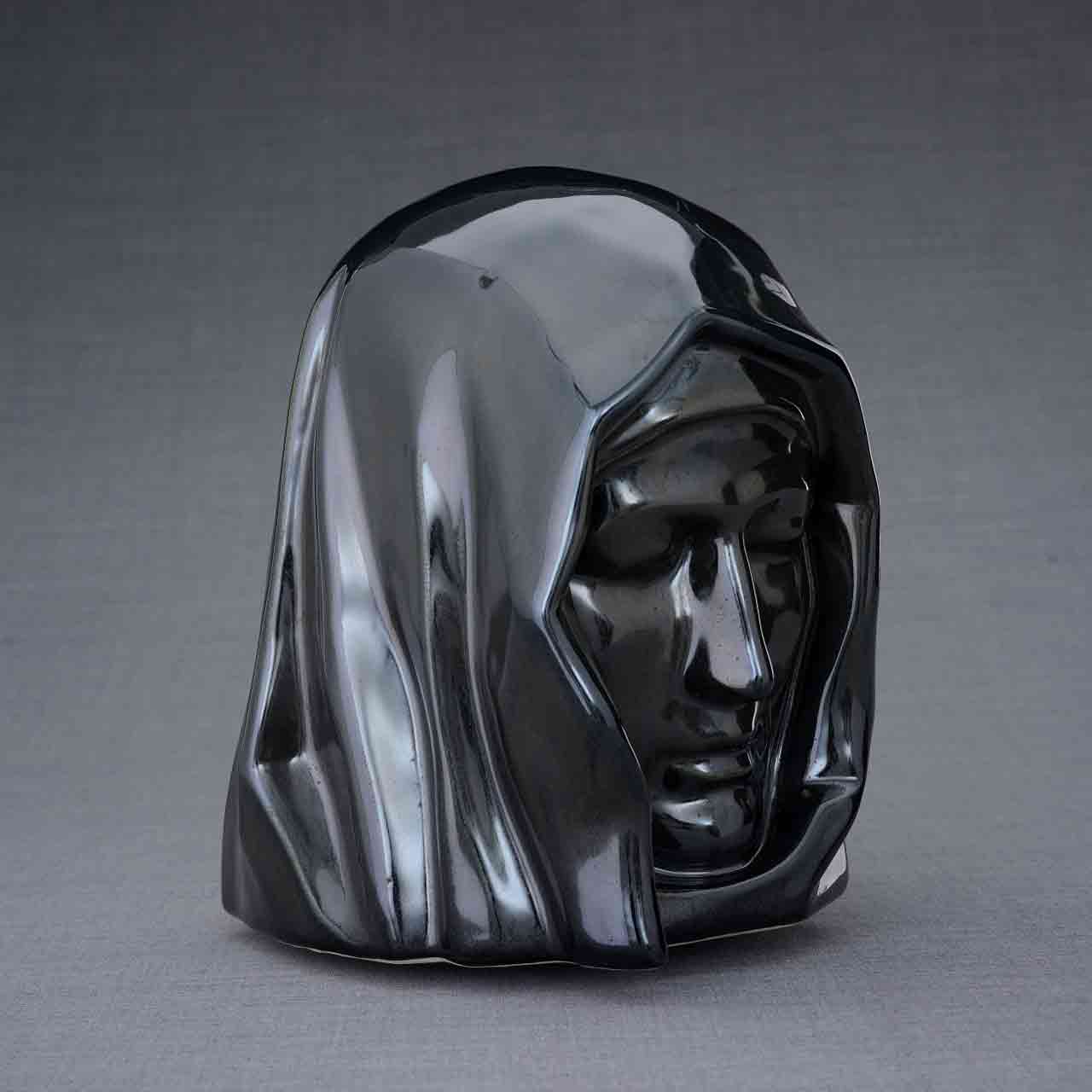The Holy Mother Adult Cremation Urn for Ashes in Glossy Black