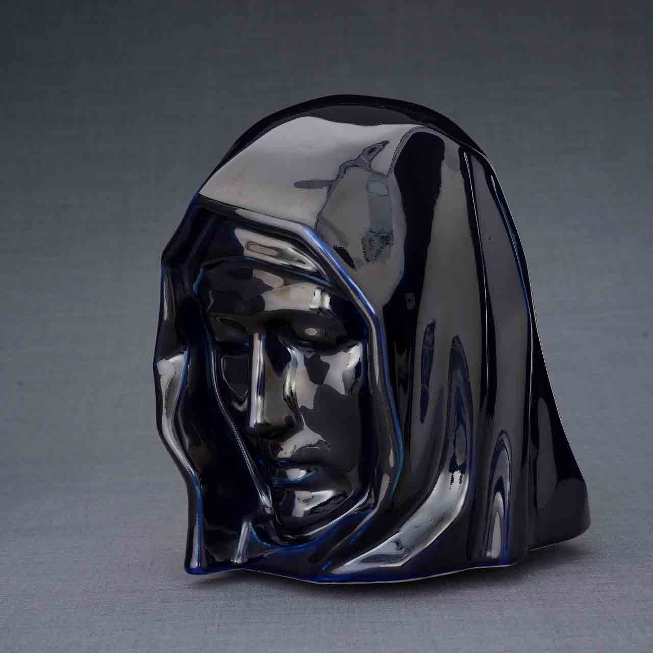 The Holy Mother Adult Cremation Urn for Ashes in Metallic Blue