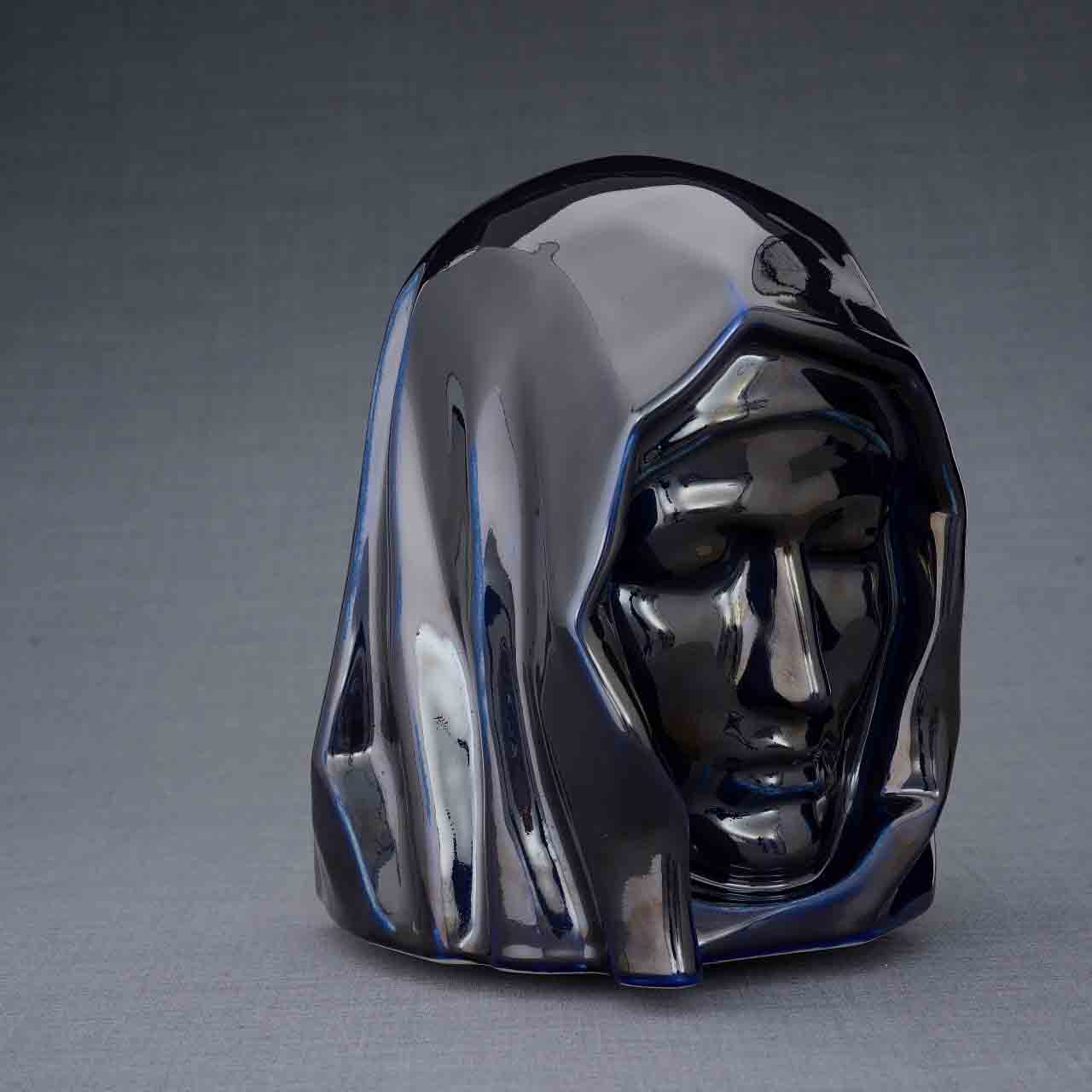 The Holy Mother Adult Cremation Urn for Ashes in Metallic Blue