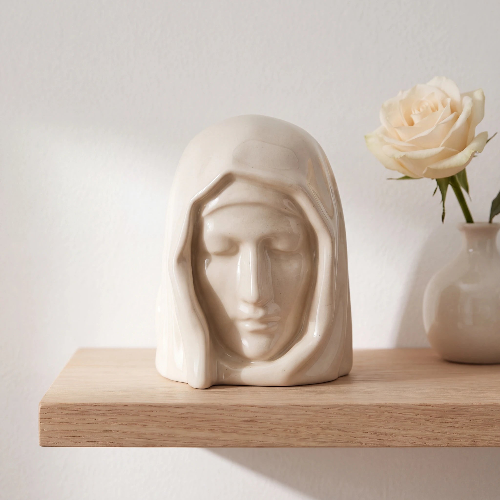 The Holy Mother Mini Urn for Ashes in Cream