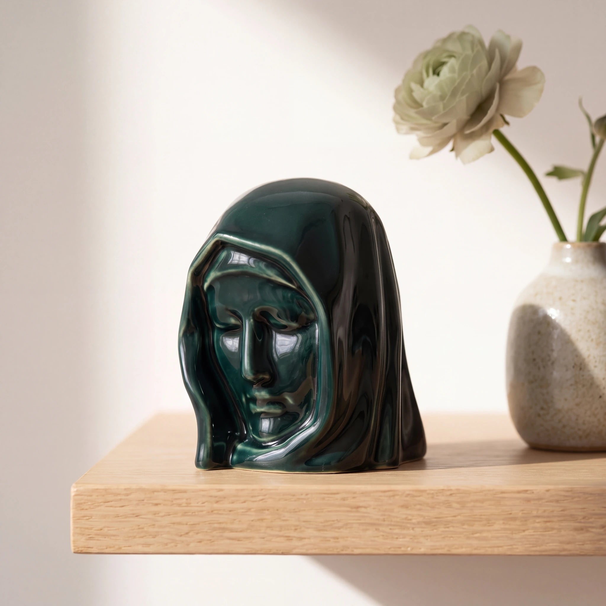 The Holy Mother Mini Urn for Ashes in Oxide Green