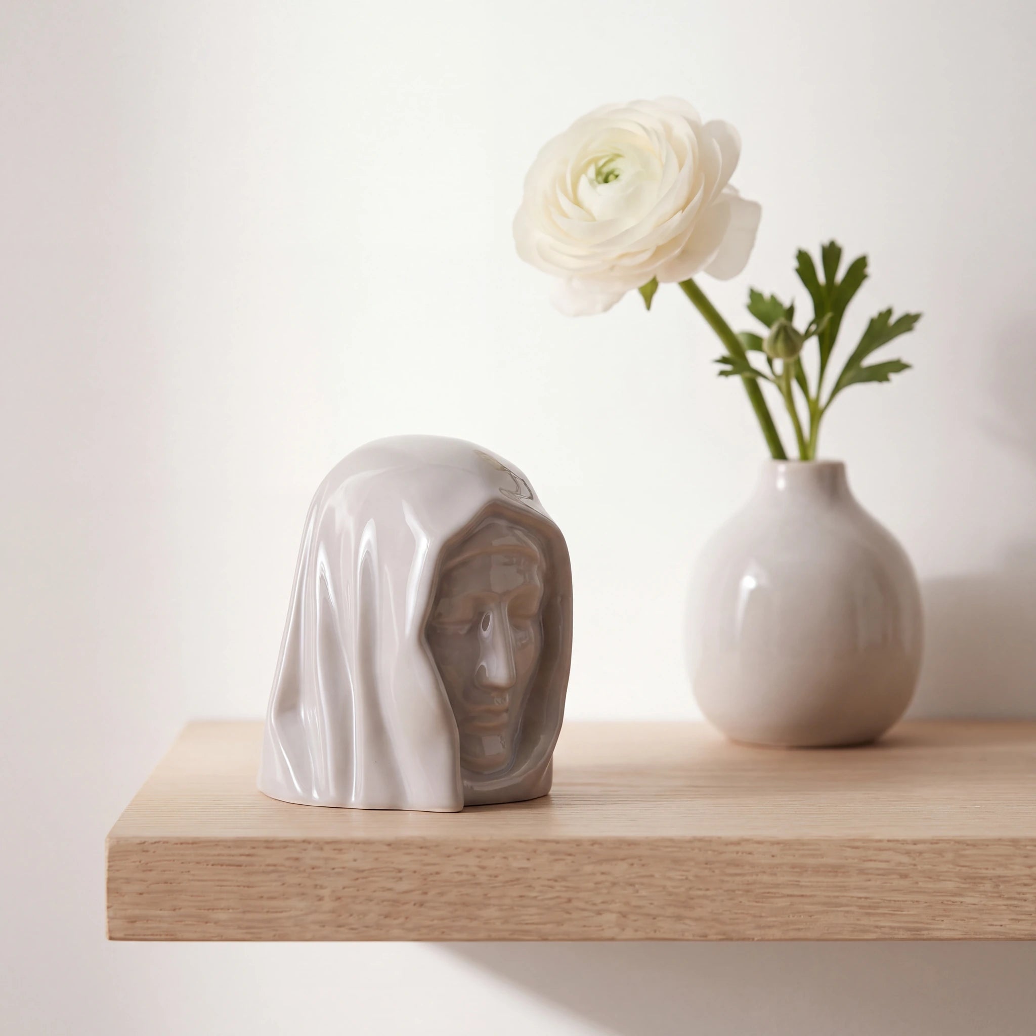The Holy Mother Mini Urn for Ashes in White