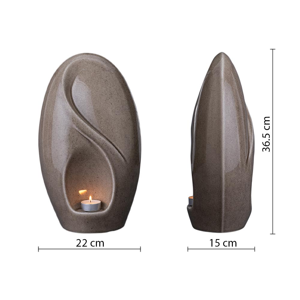The Infinity Cremation Urn for Ashes in Beige Grey Dimensions