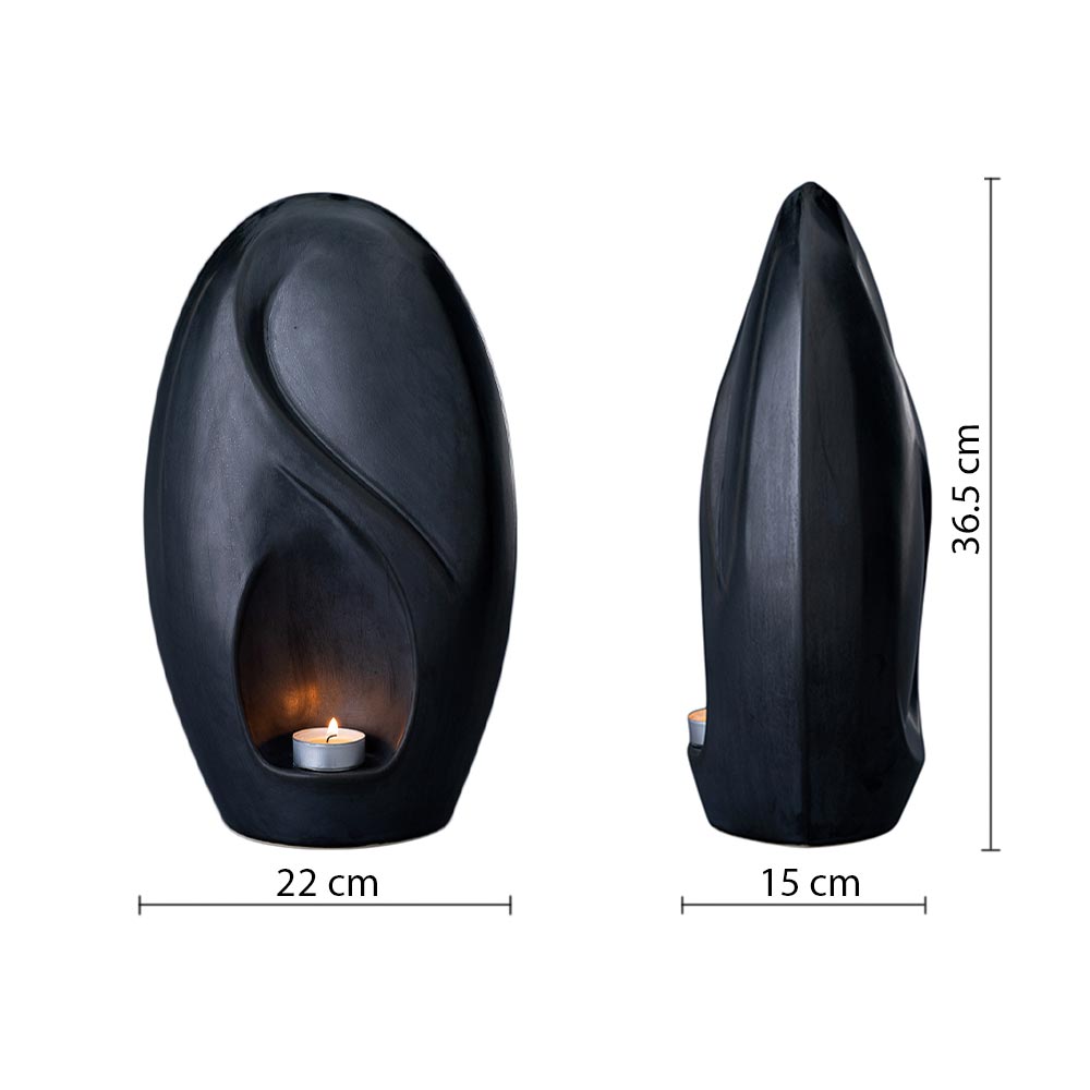 The Infinity Cremation Urn for Ashes in Matte Black Dimensions