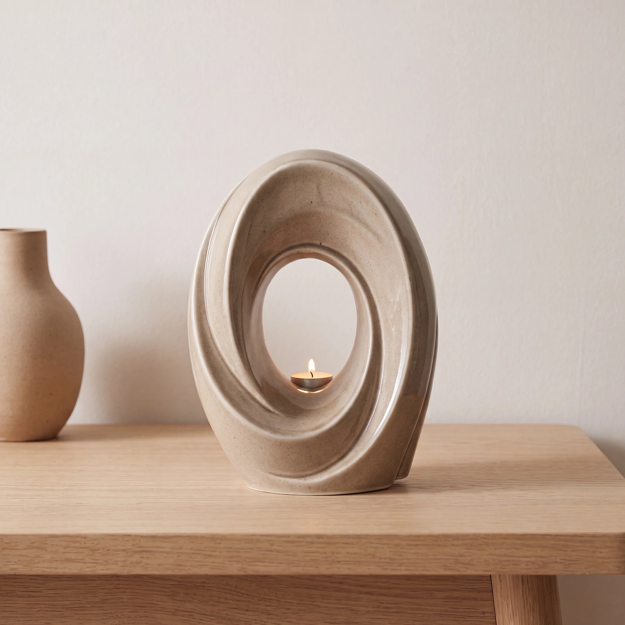 The Passage Adult Cremation Urn for Ashes in Beige Grey