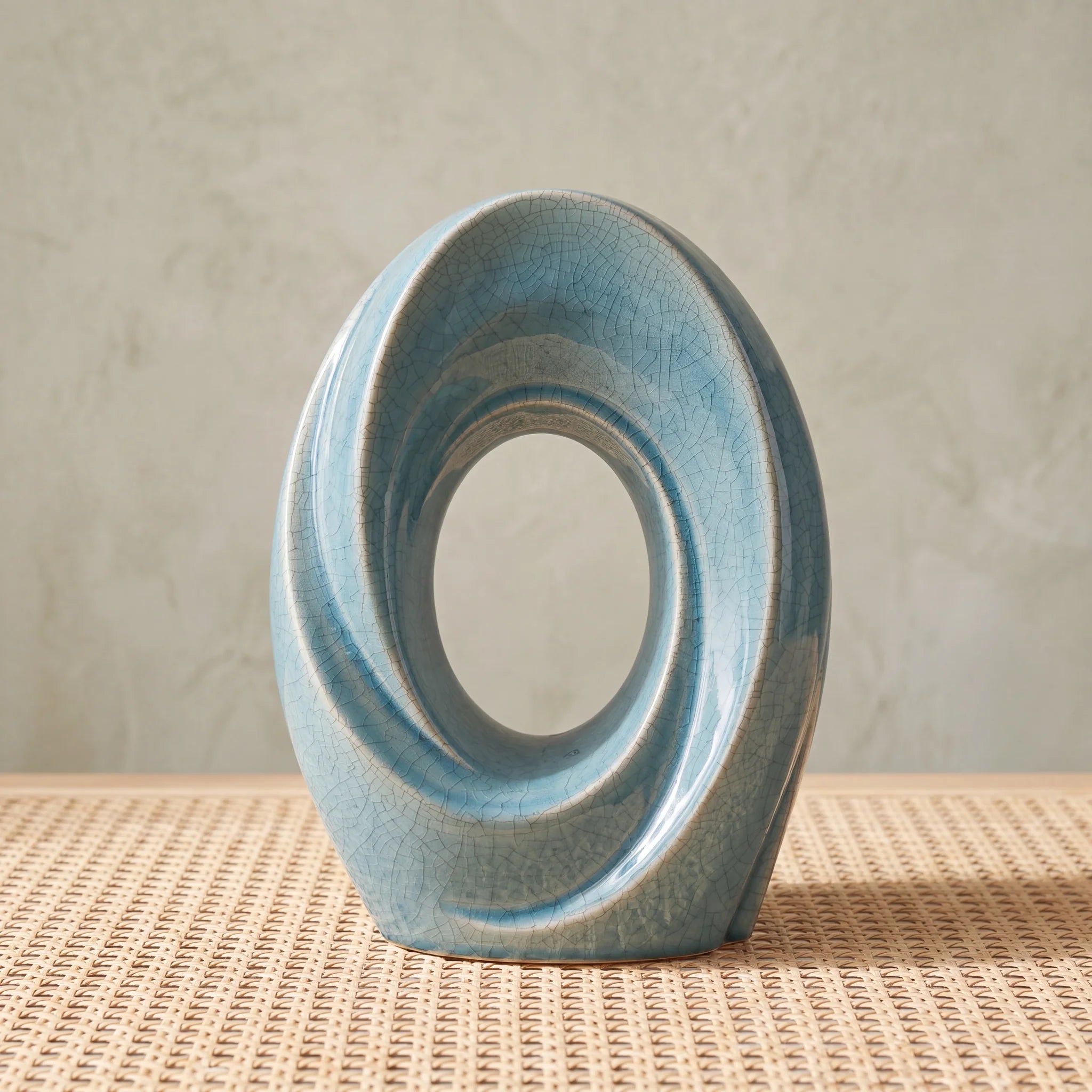 The Passage Adult Cremation Urn for Ashes in Crackle Glaze Blue