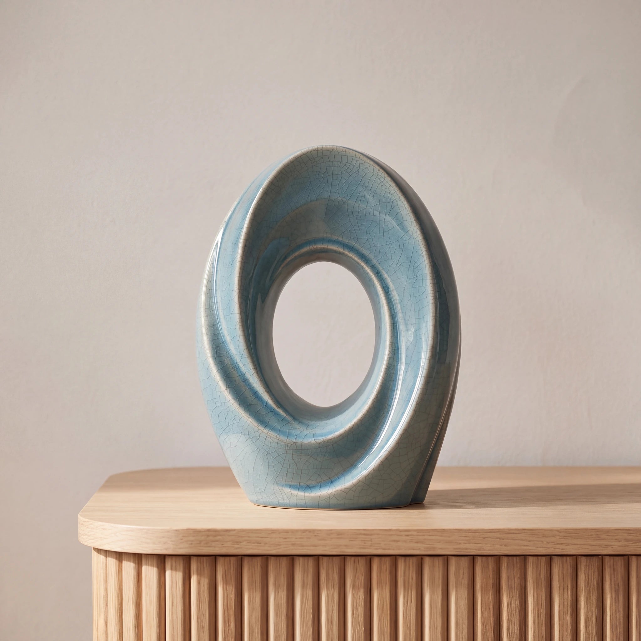 The Passage Adult Cremation Urn for Ashes in Crackle Glaze Blue