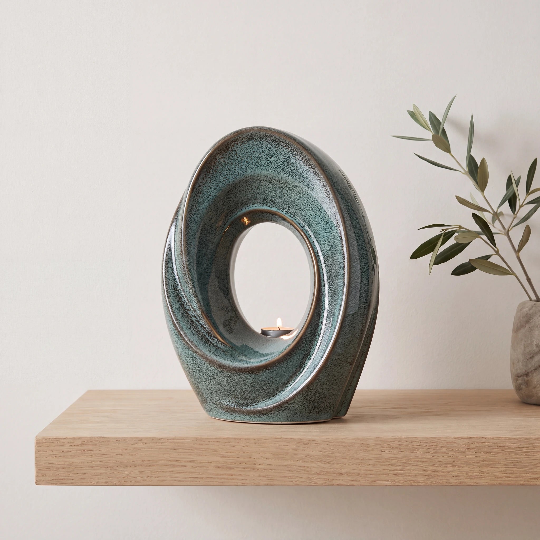 The Passage Adult Cremation Urn for Ashes in Oily Green