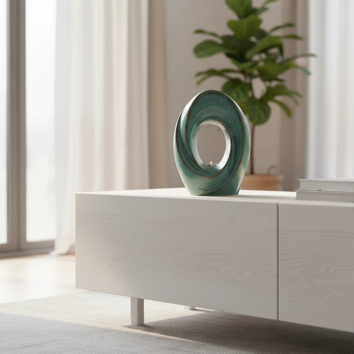 The Passage Adult Cremation Urn for Ashes in Oily Green