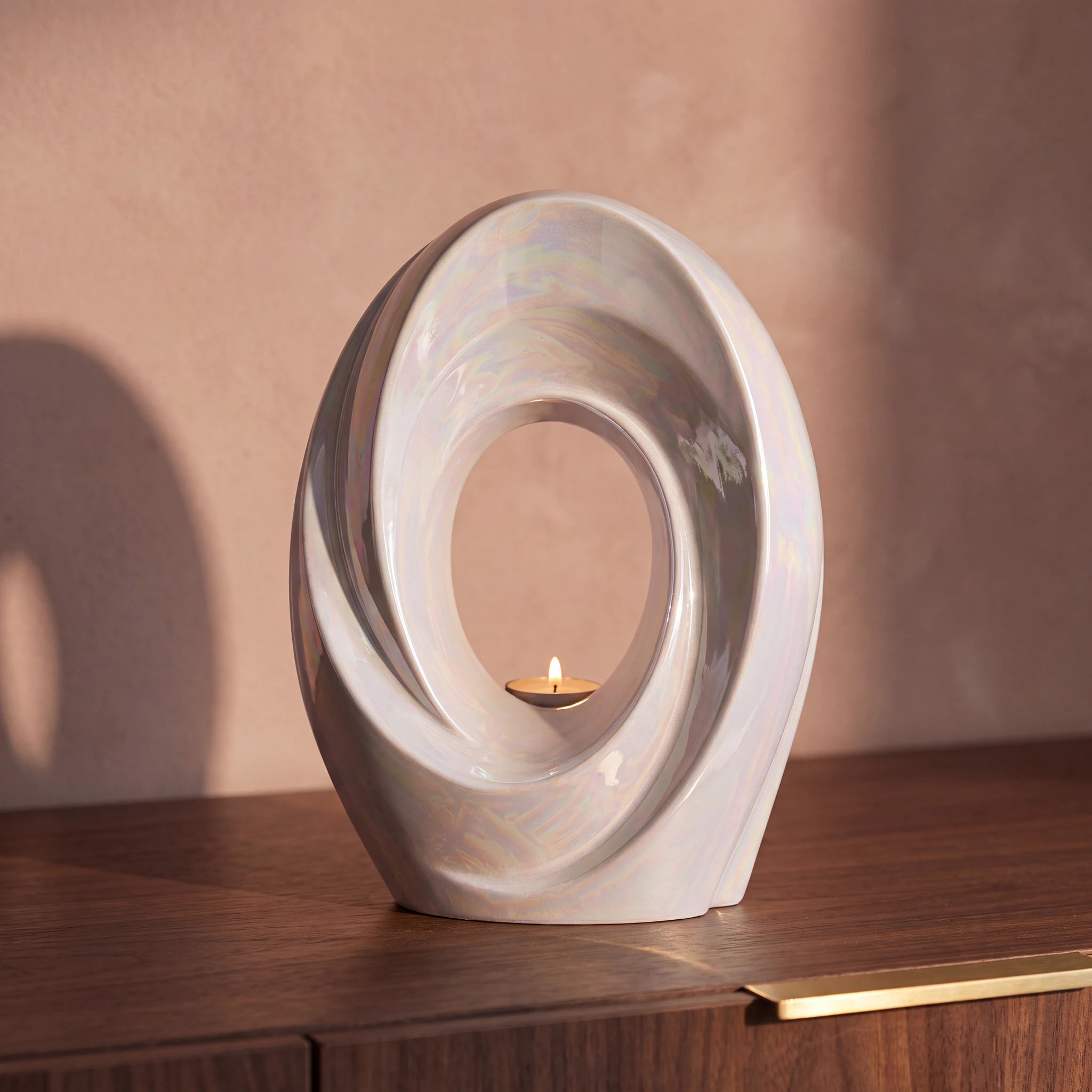The Passage Adult Cremation Urn for Ashes in Pearlescent White