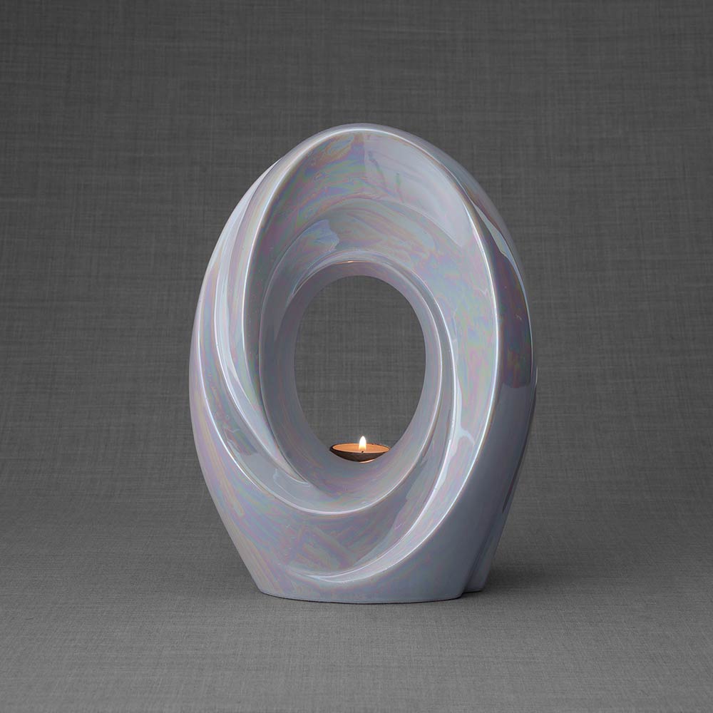 The Passage Adult Cremation Urn for Ashes in Pearlescent White