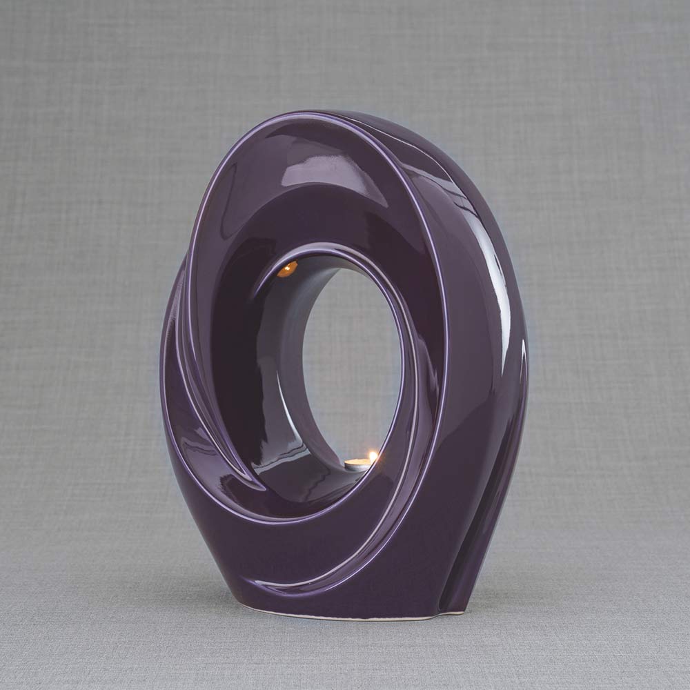 The Passage Adult Urn for Ashes Purple Left View Dark Background