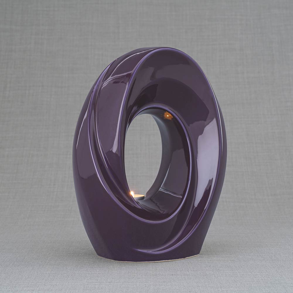 The Passage Adult Urn for Ashes Purple Right View Dark Background