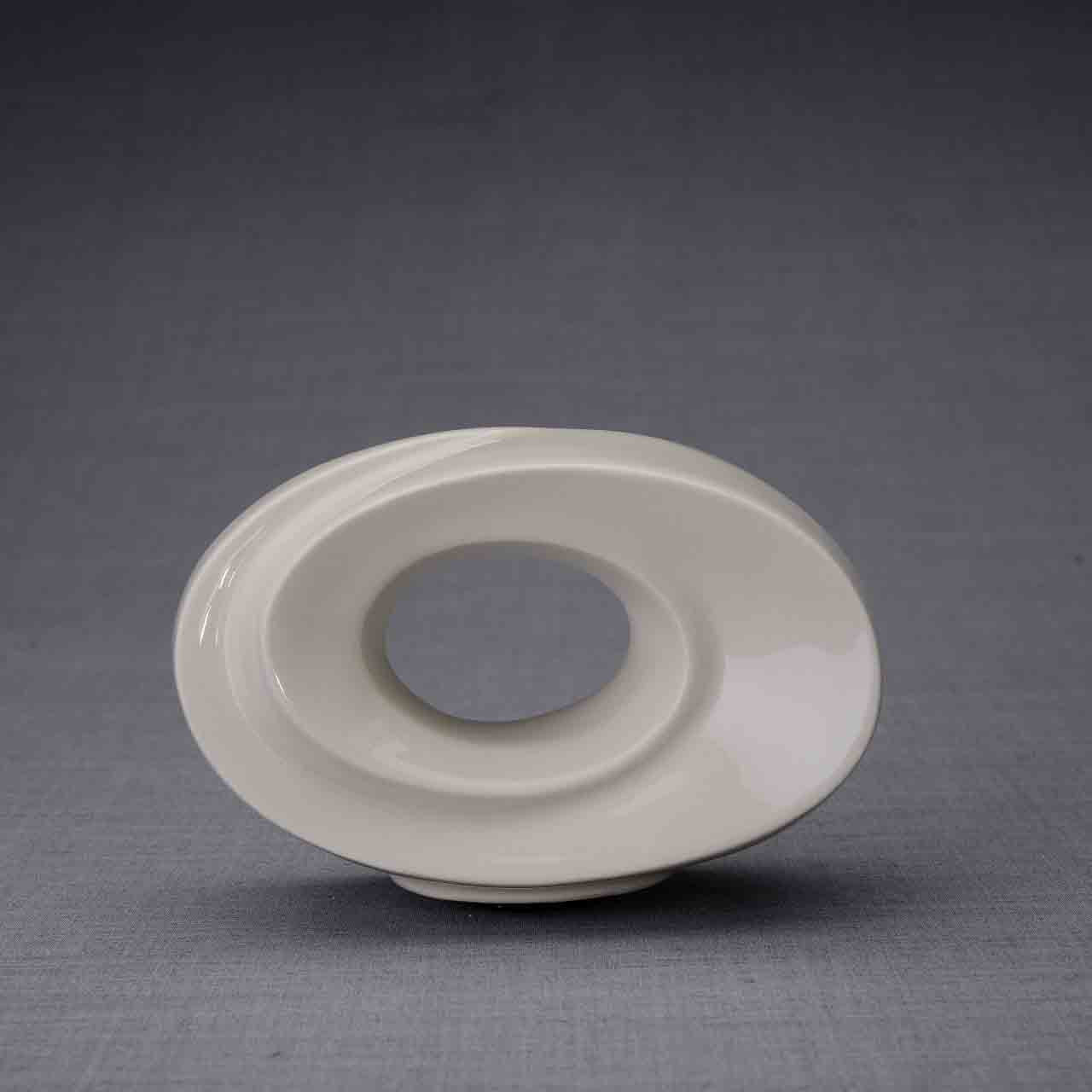 The Passage Ashes Keepsake Urn in Cream Front Facing Dark Background