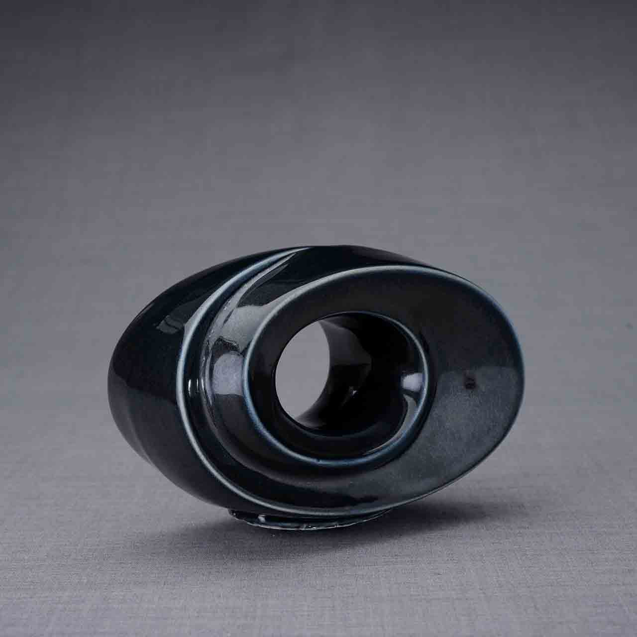 The Passage Ashes Keepsake Urn in Midnight Blue Right Facing Dark Background