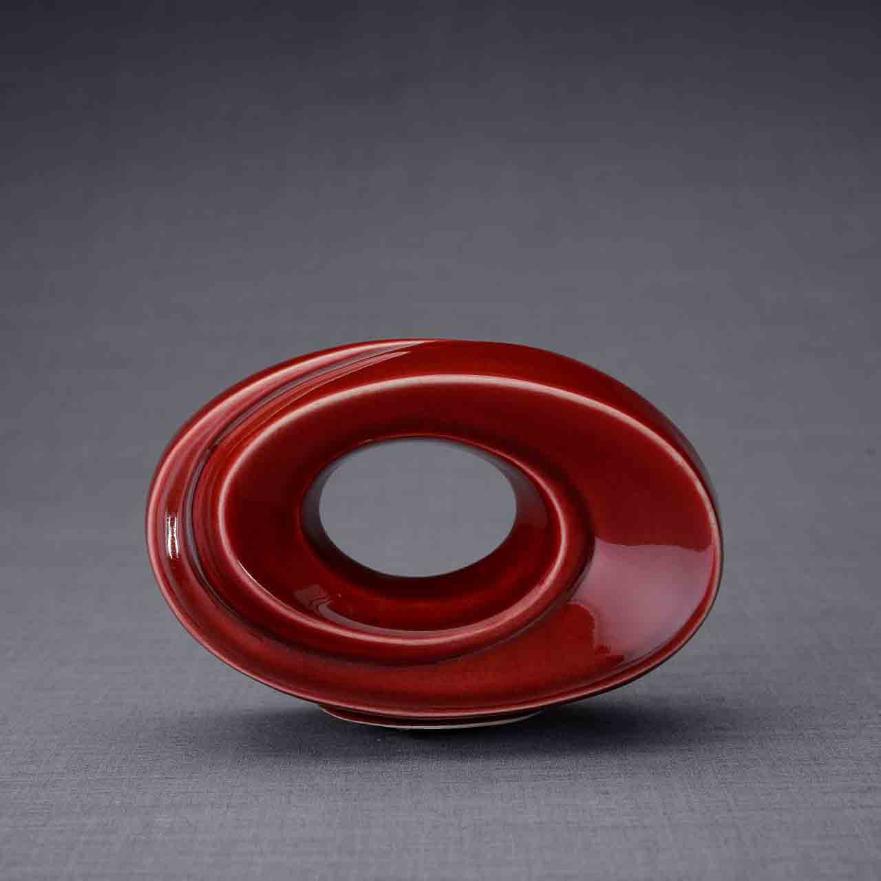 The Passage Ashes Keepsake Urn in Red Front Facing Dark Background