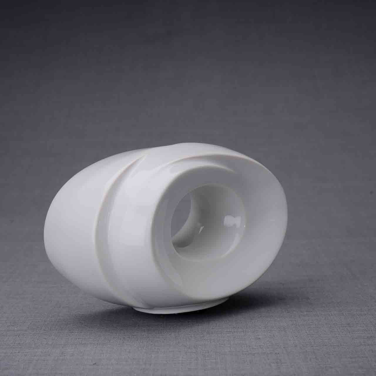The Passage Ashes Keepsake Urn in White Right Facing Dark Background