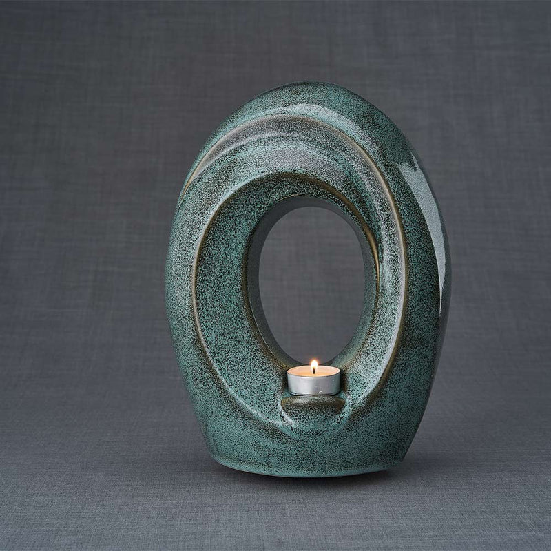 The Passage Adult Cremation Urn for Ashes in Oily Green
