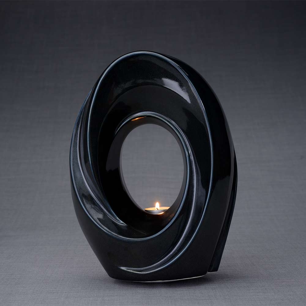 The Passage Cremation Urn for Ashes in Midnight Blue Dark Background