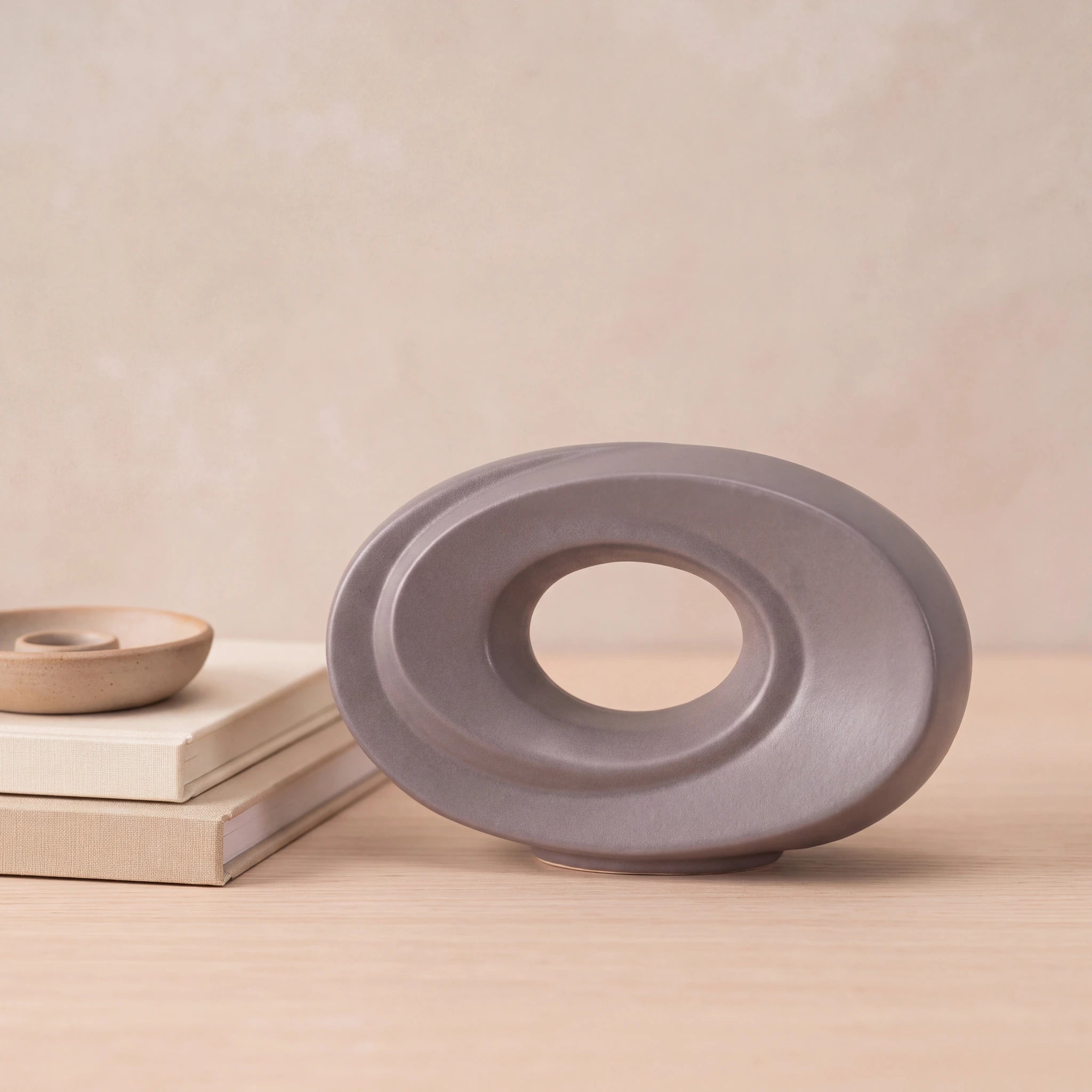 The-Passage-Small-Urn-for-Ashes-in-Matte-Grey-keepsake_books_dish-Left-Angle