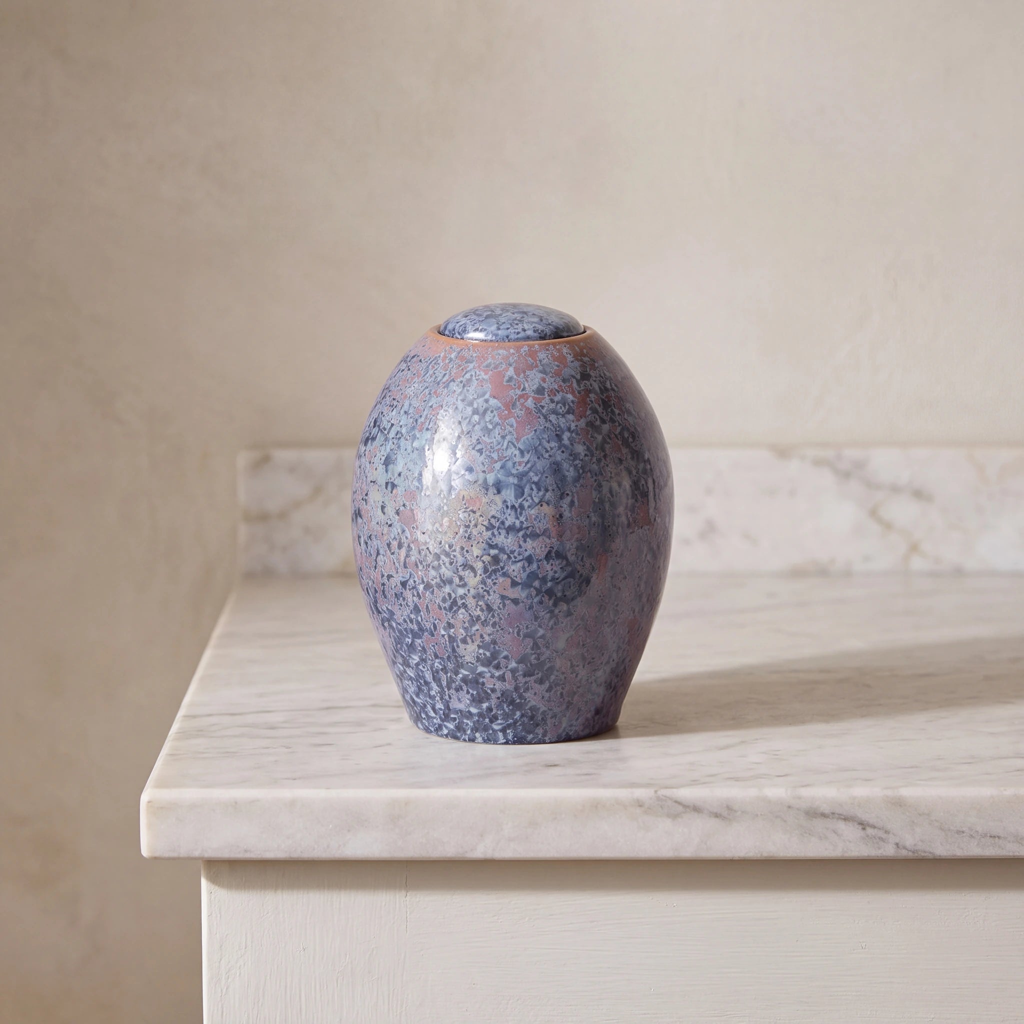 Violet Blue Crystalline Glazed Cremation Urn for Ashes