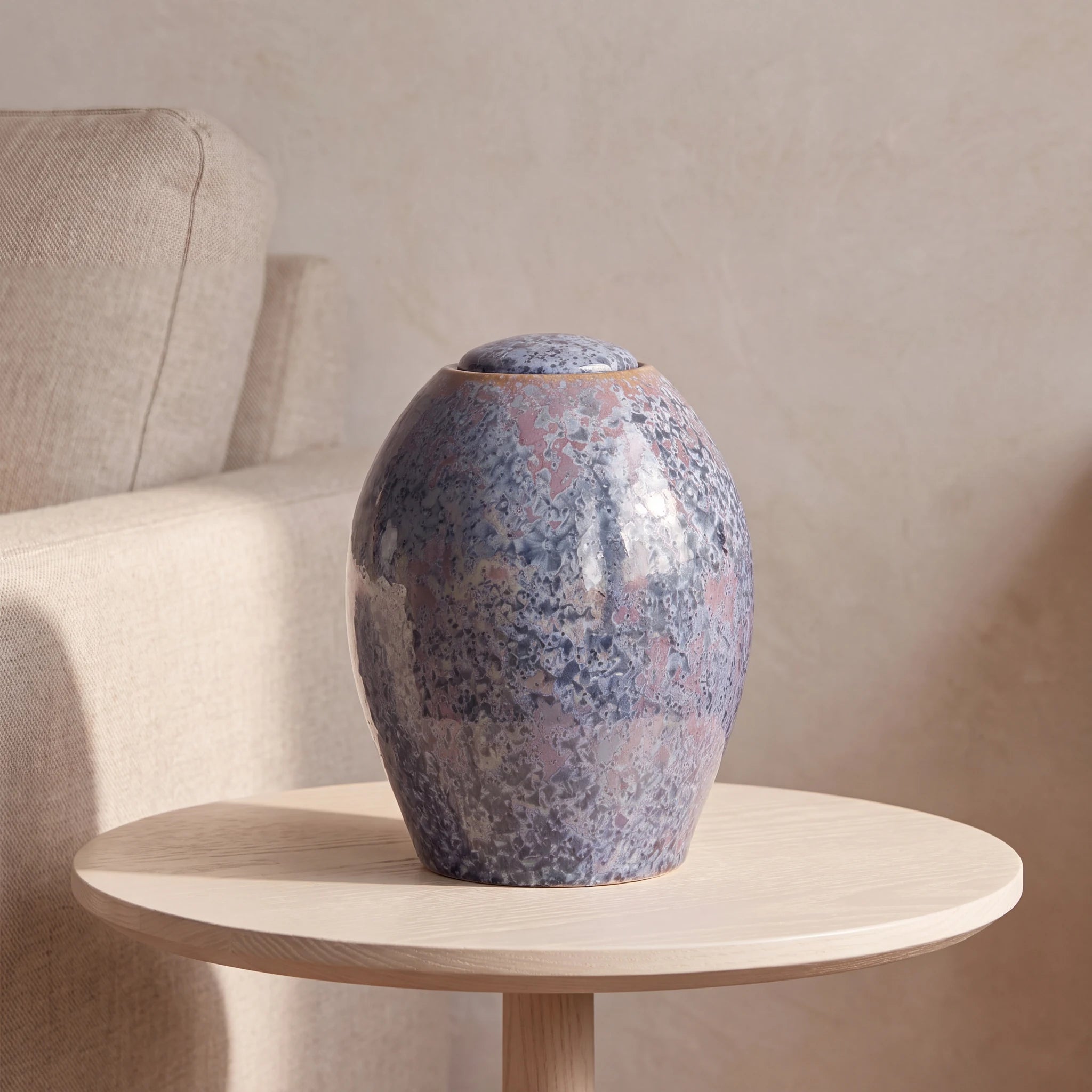Violet Blue Crystalline Glazed Cremation Urn for Ashes