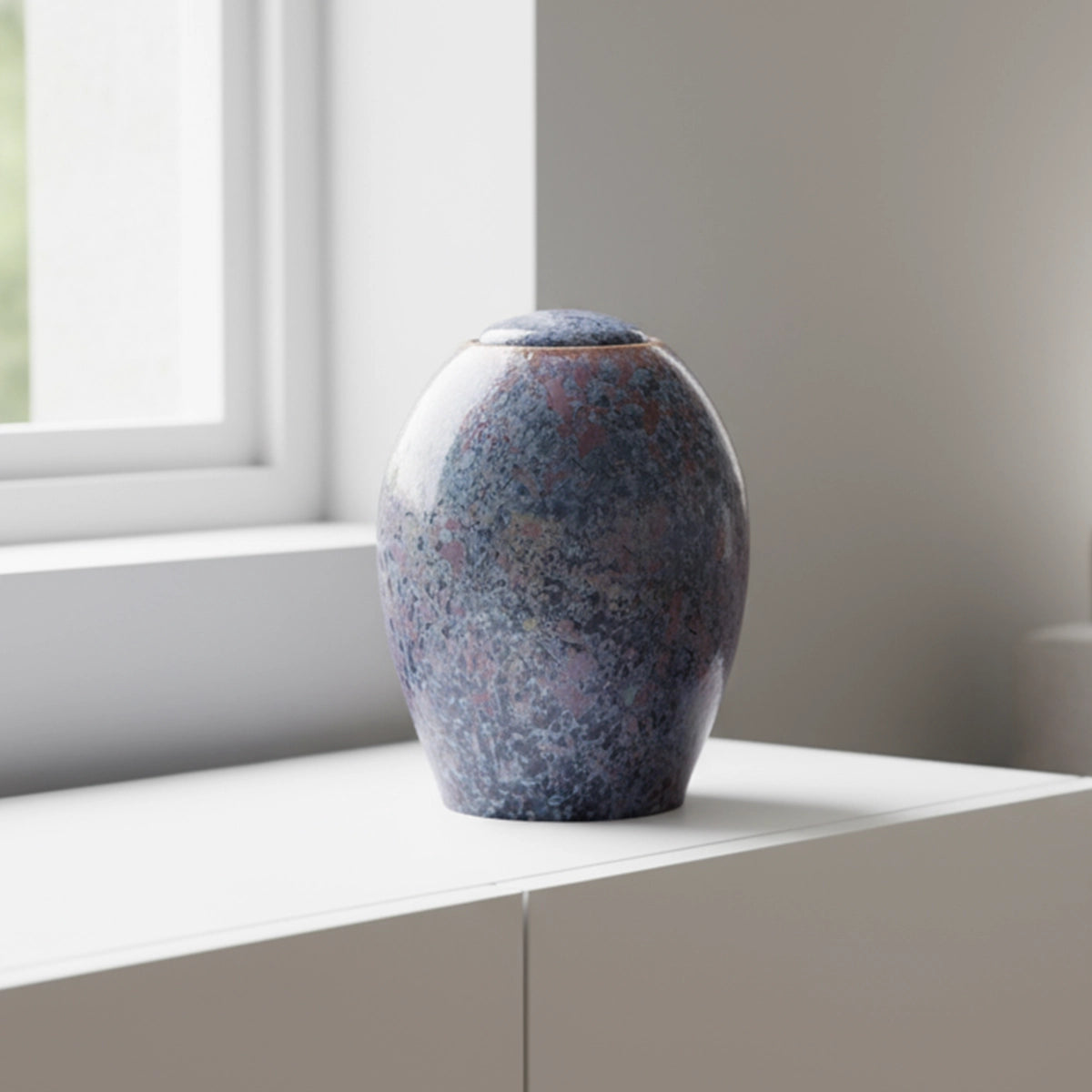 Violet Blue Crystalline Glazed Cremation Urn for Ashes