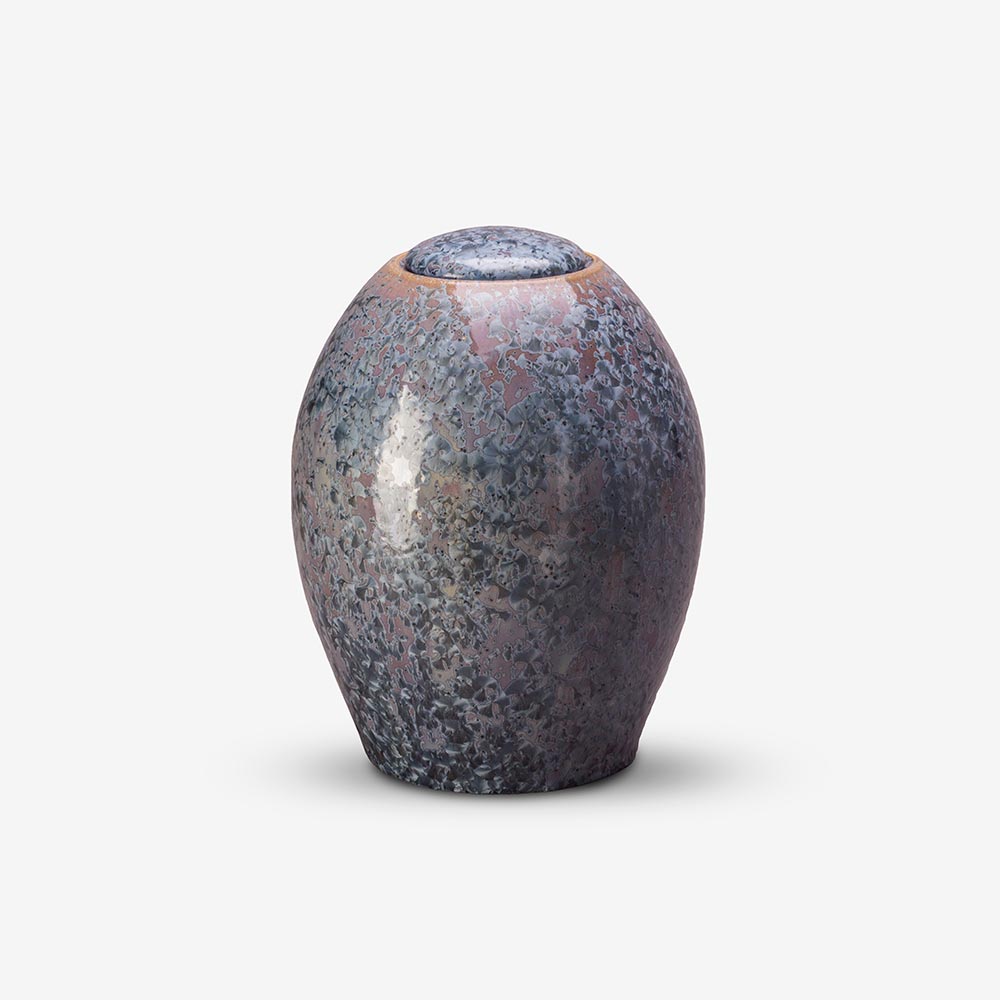 Violet Blue Crystalline Glazed Cremation Urn for Ashes
