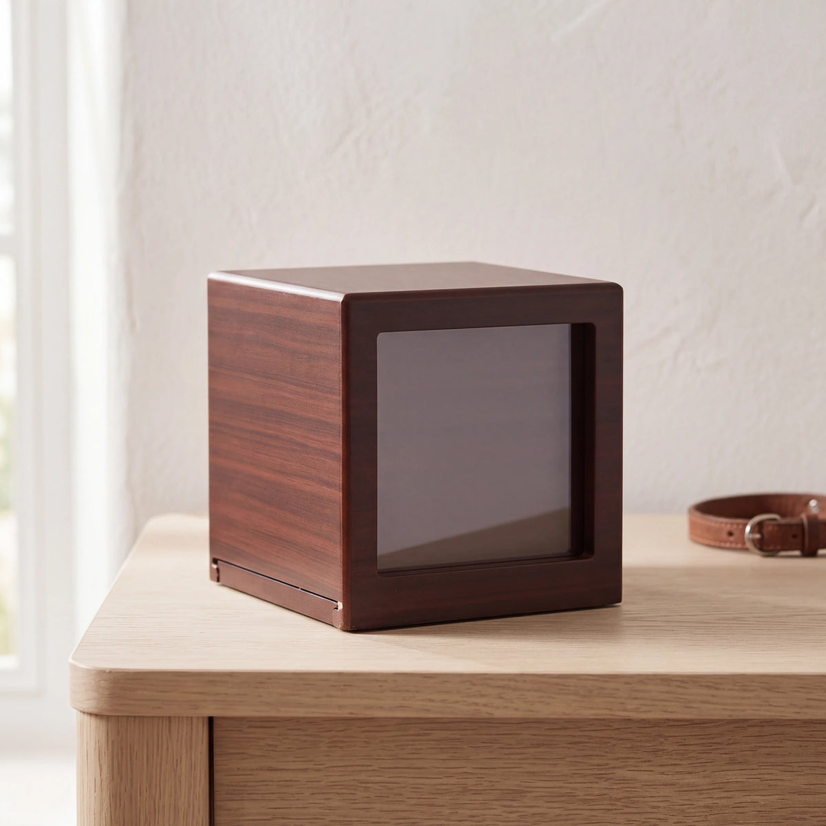 Walnut-Effect-MDF-Photo-Cube-Medium-Urn-for-Ashes-Side-View