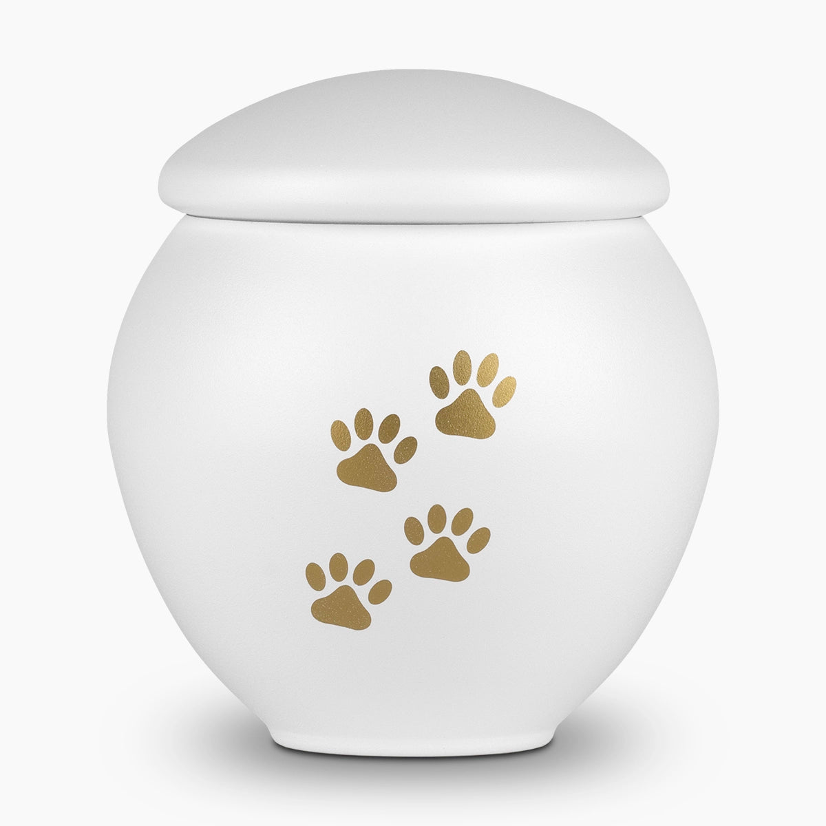 White and Gold Pawprints Pet Urn for Ashes Large