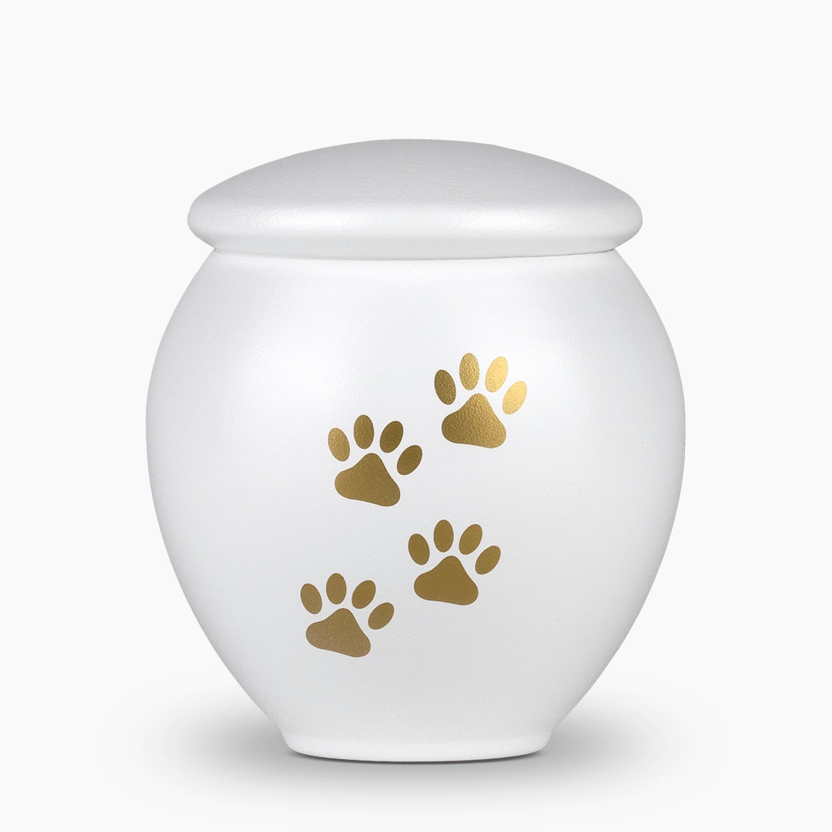 White and Gold Pawprints Pet Urn for Ashes Medium