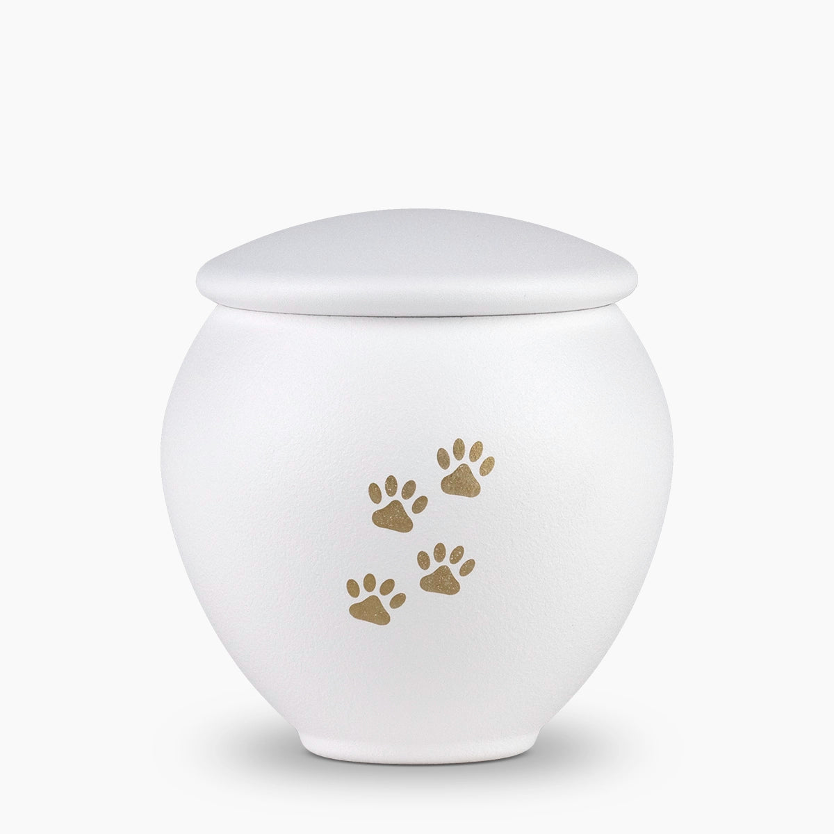 White and Gold Pawprints Pet Urn for Ashes Small