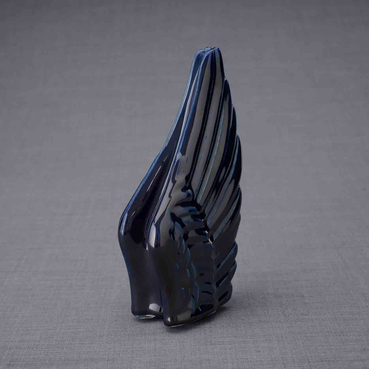 Angel Wings Small Urn for Ashes in Metallic Blue