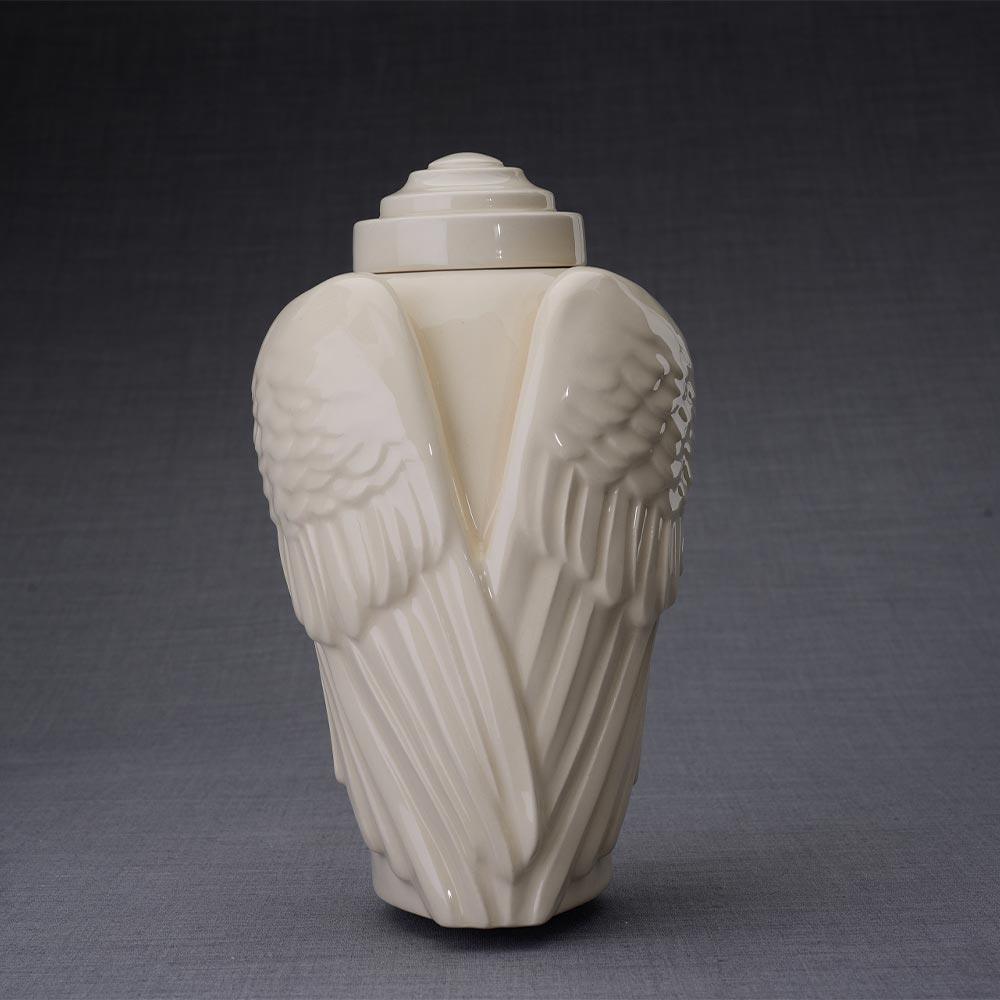 Angel Wings Adult Cremation Urn for Ashes in Cream