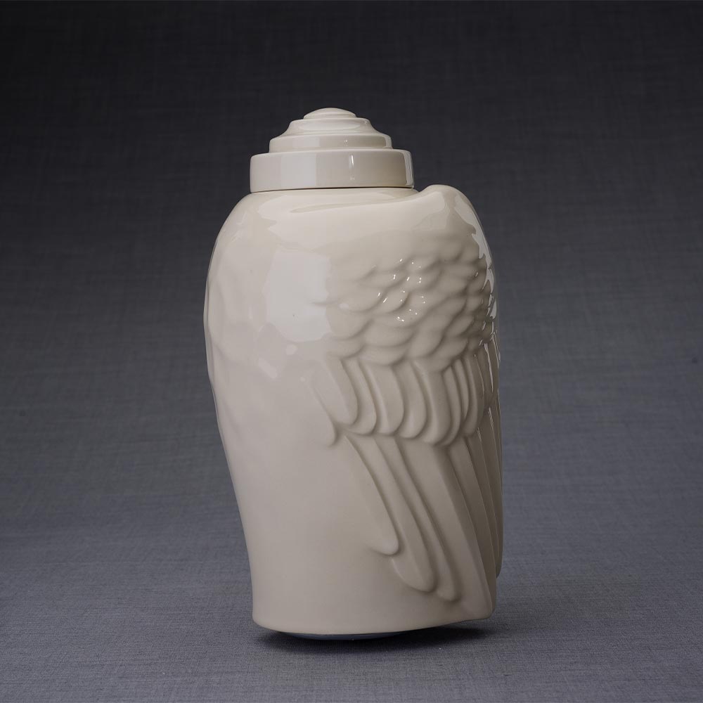 Angel Wings Adult Cremation Urn for Ashes in Cream