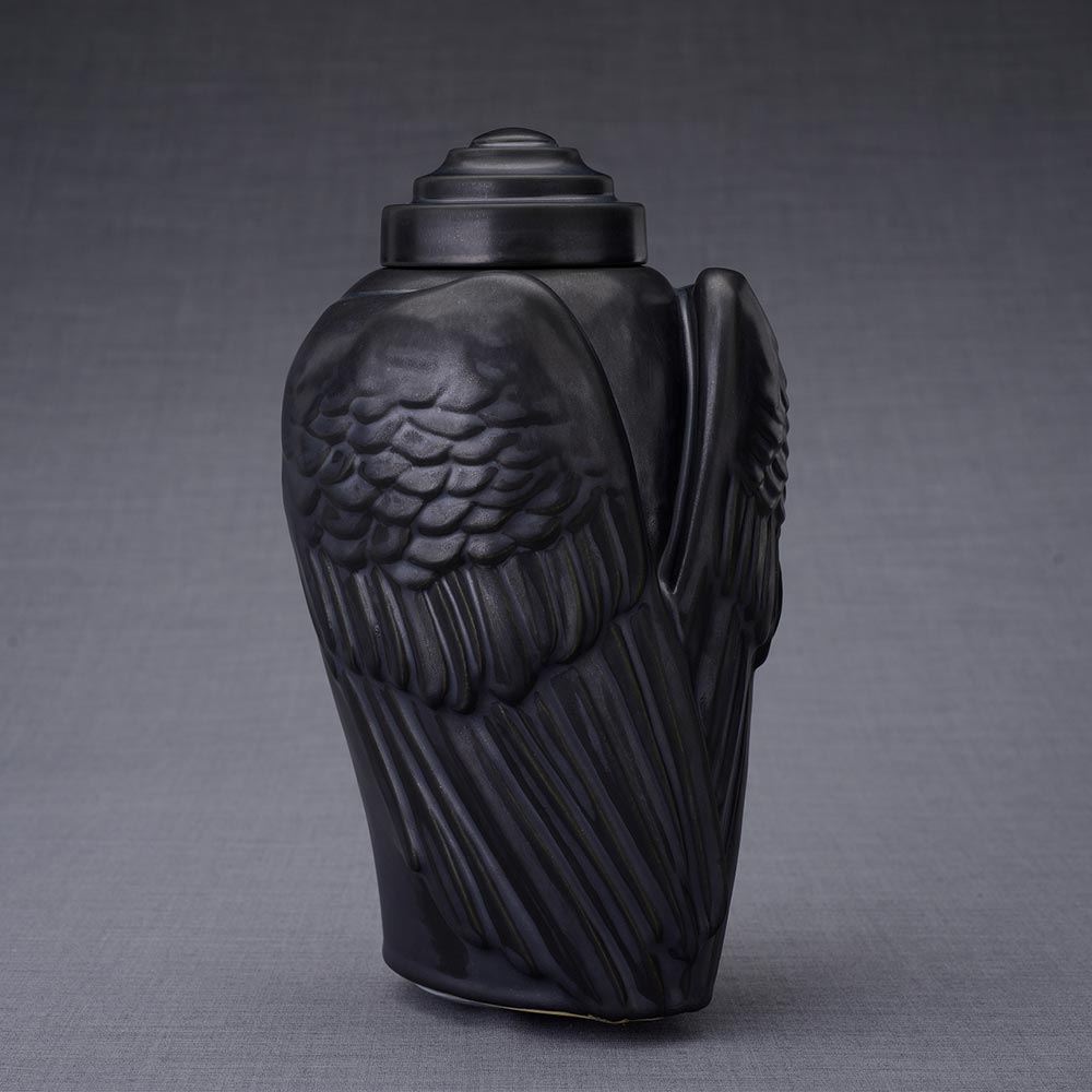 Angel Wings Adult Cremation Urn for Ashes in Matte Black
