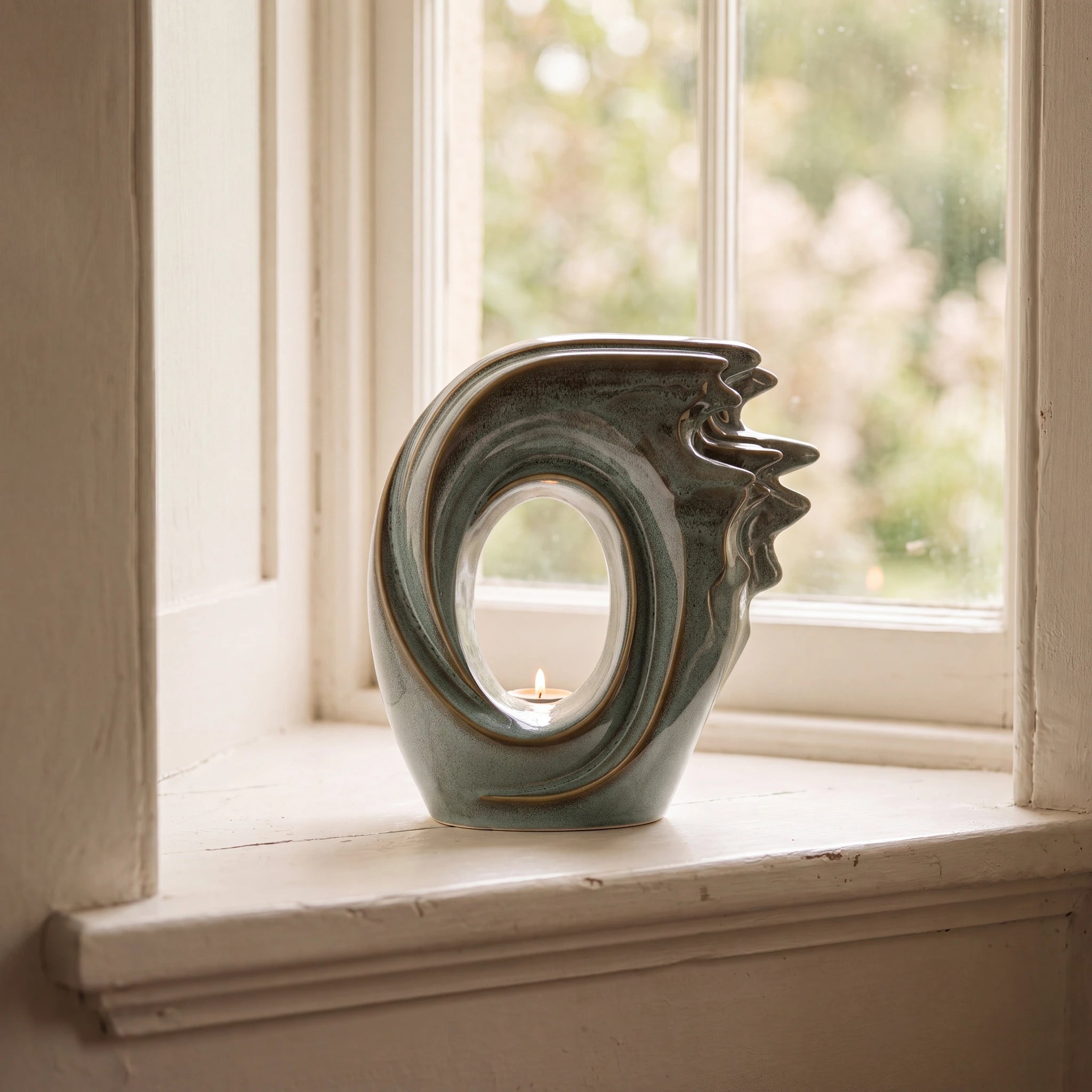 Zephyr Adult Cremation Urn for Ashes in Oily Green