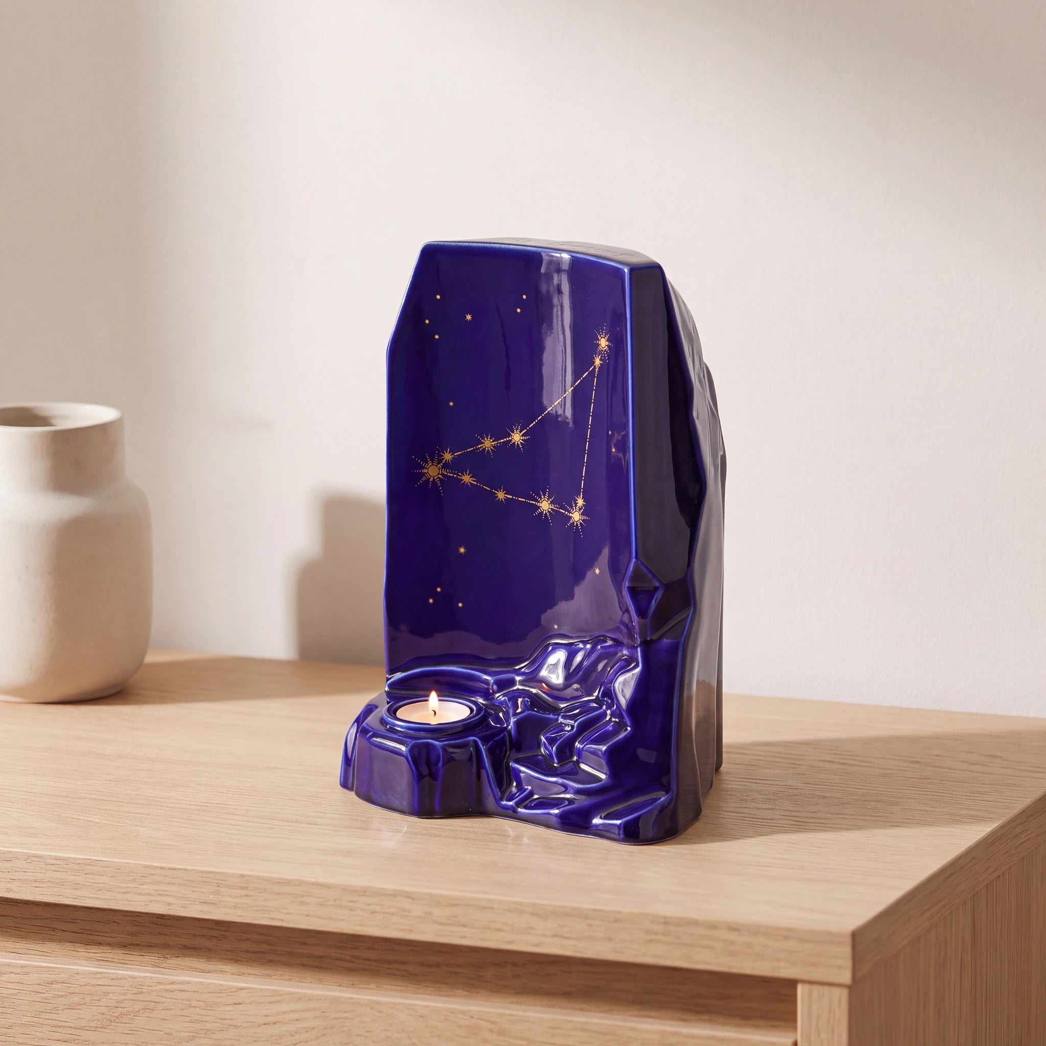 Zodiac-Capricorn-Adult-Cremation-Urn-for-Ashes-Oak-Console