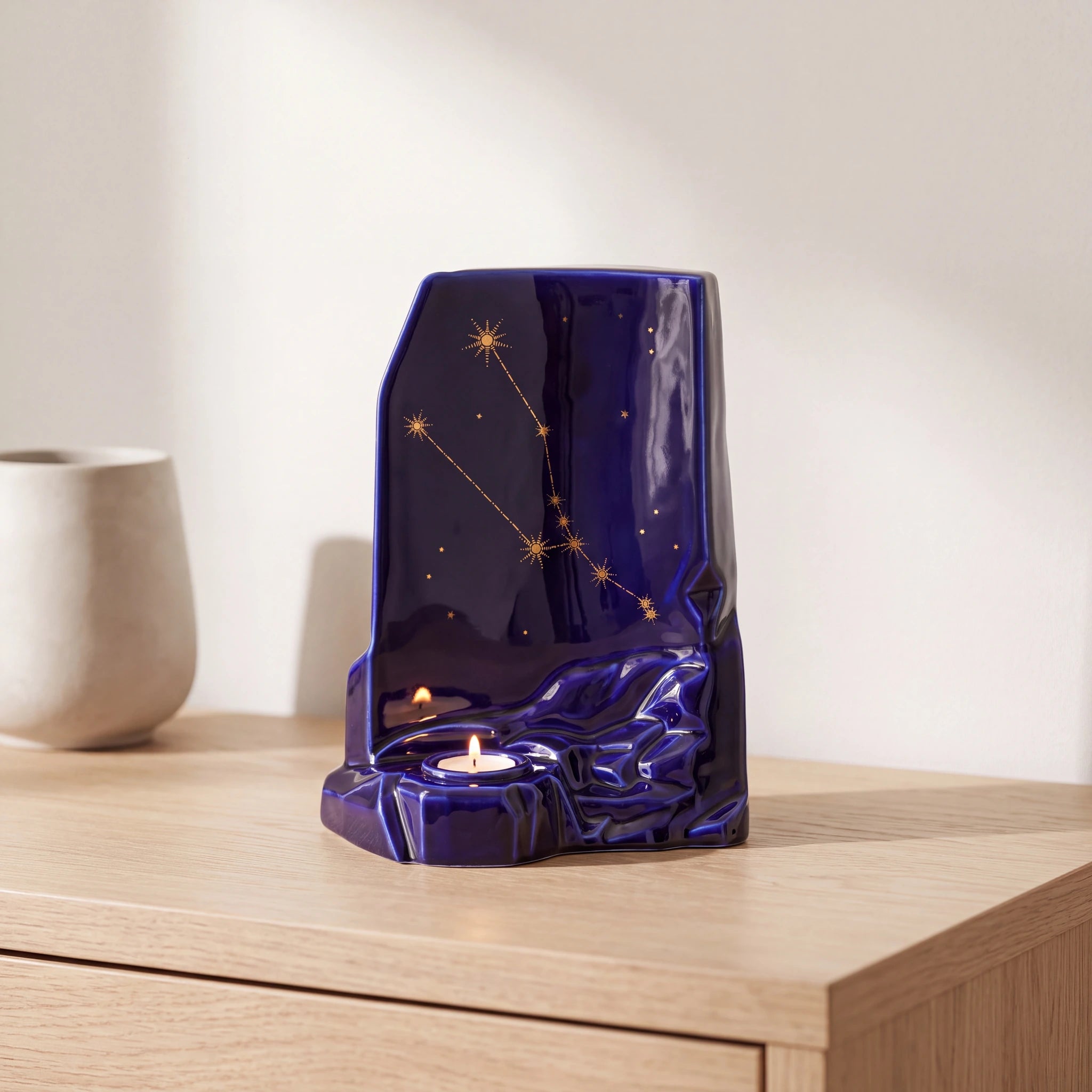 Zodiac-Taurus-Adult-Cremation-Urn-for-Ashes-Oak-Console