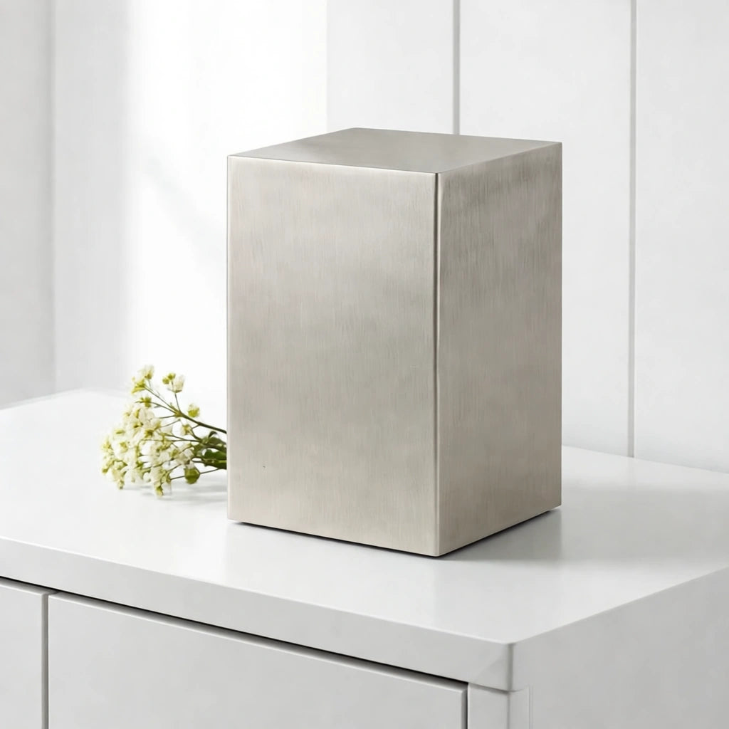 Beaumont Stainless Steel Adult Cremation Urn for Ashes in Silver
