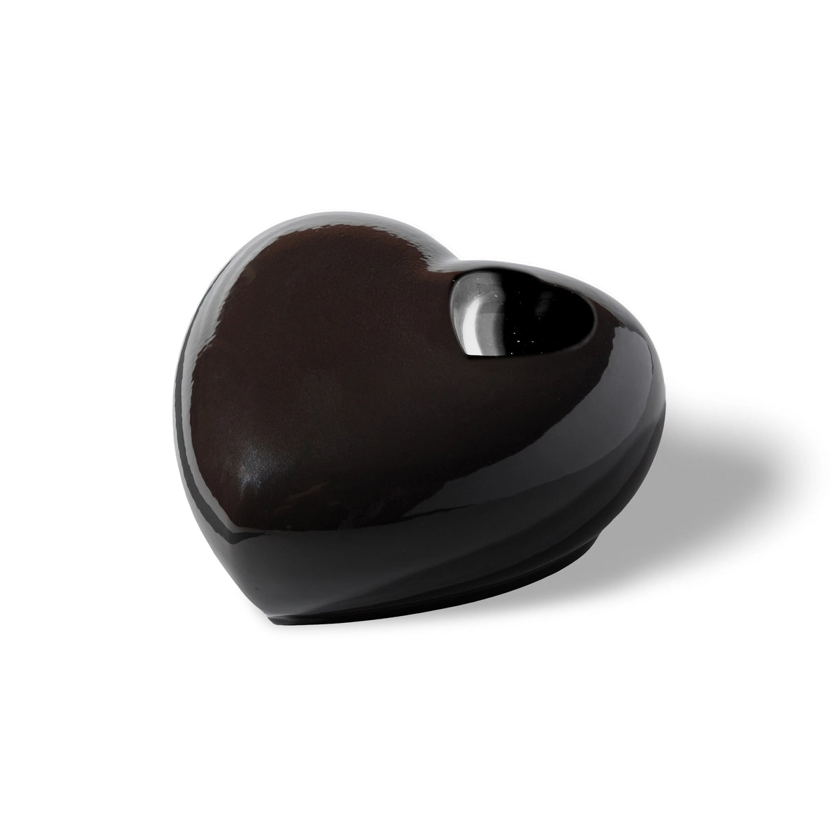 Big Heart Double Urn for Ashes in Pure Black
