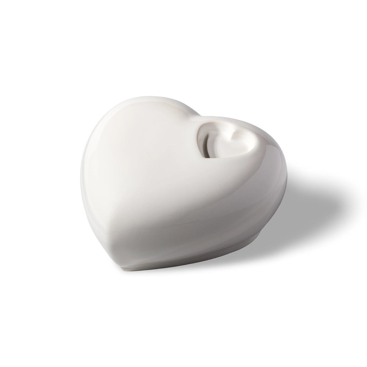 Big Heart Double Urn for Ashes in Pure White