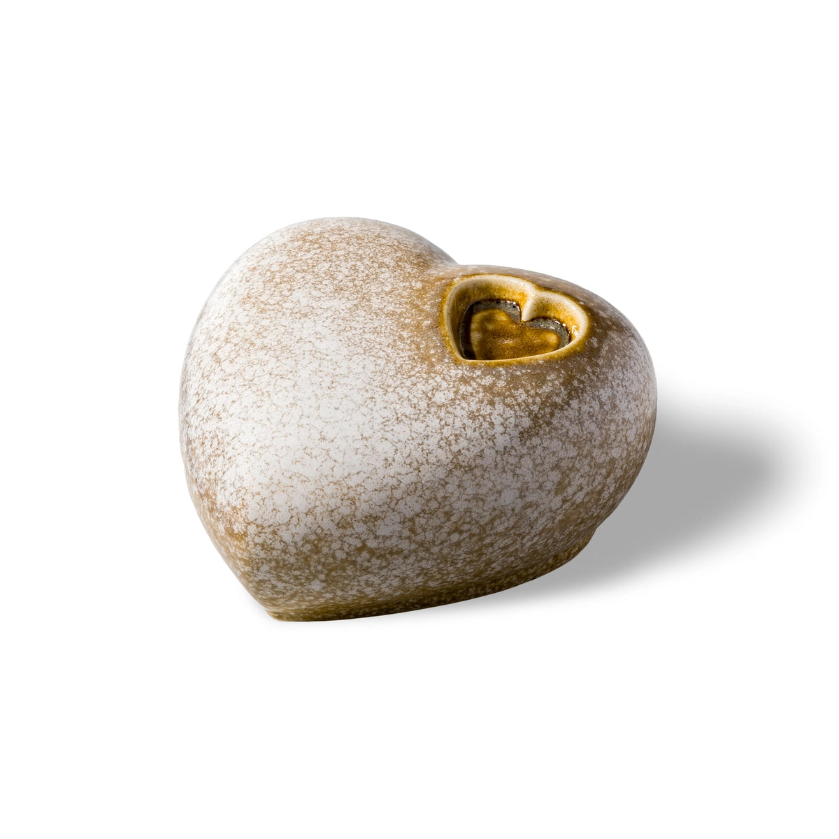 Big Heart Double Urn for Ashes in Sandy White