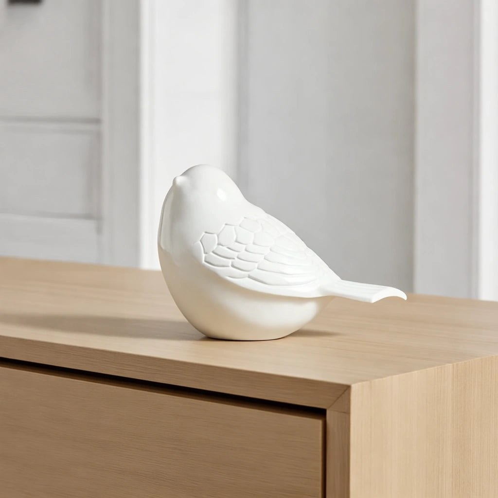 Bird Keepsake Urn for Ashes in White
