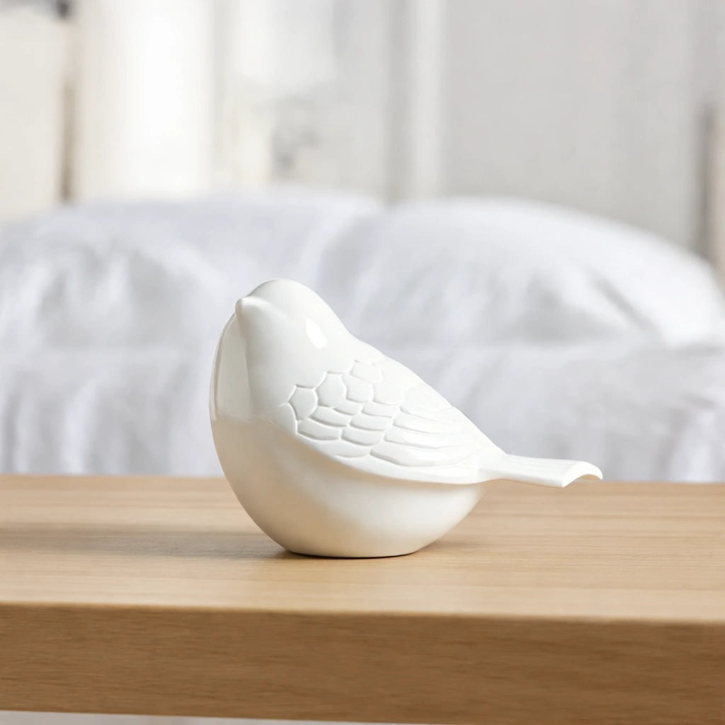 Bird Keepsake Urn for Ashes in White